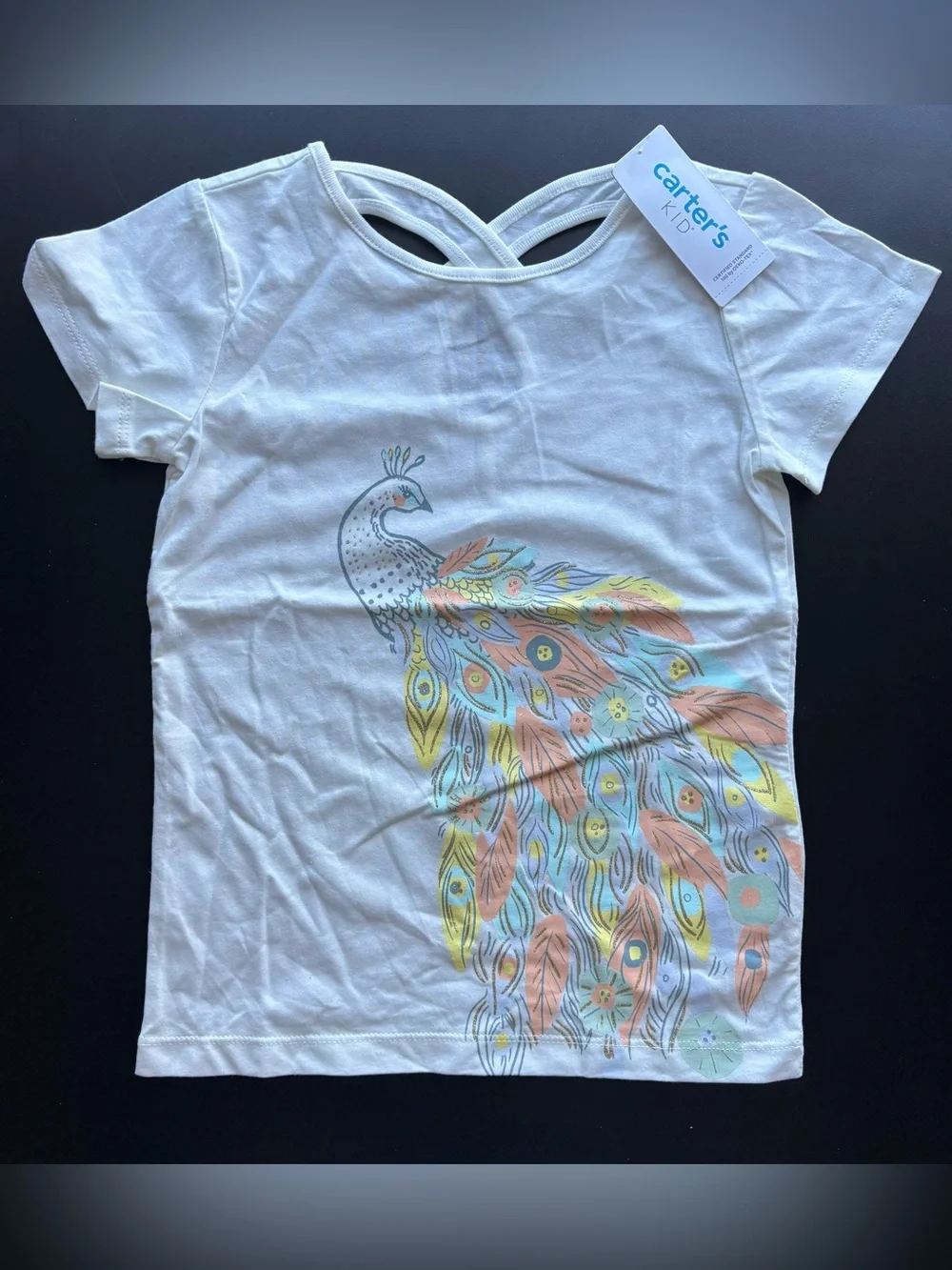 New Carter’s Girls 6 Graphic Top T-shirt Tee Set White Peacock Hot Air Balloon